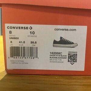 Converse Chuck Taylor Low 70 Ox Black shoes Men’s 8, Women’s 10 (NWT)